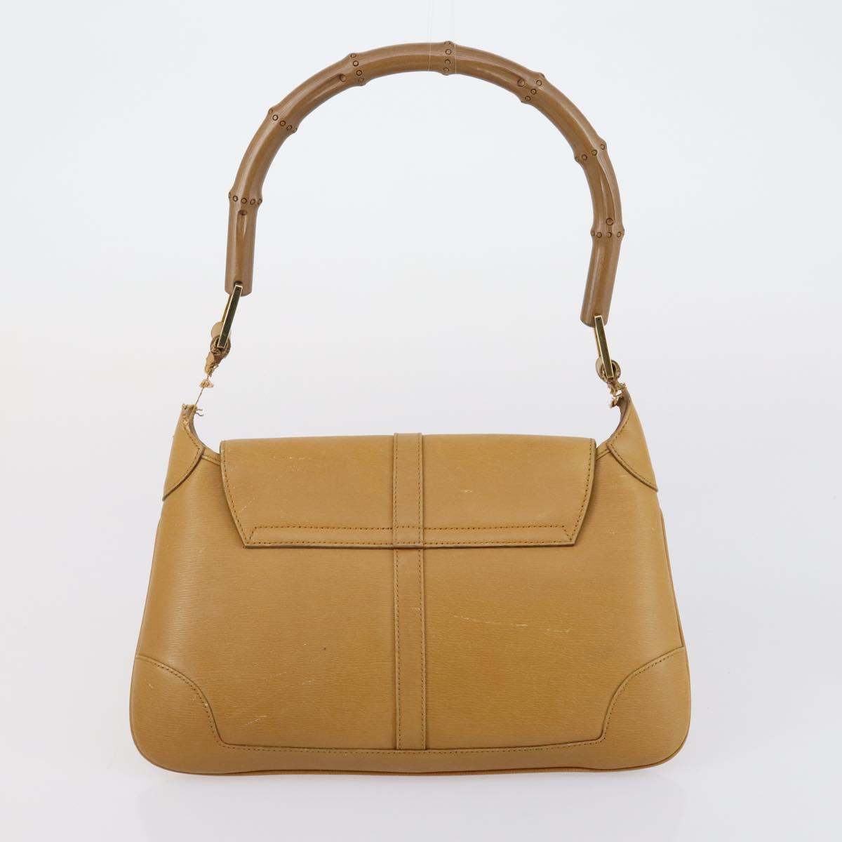 GUCCI GG Canvas Shoulder Bag Leather 3 Set Beige Dark Brown Auth 152612