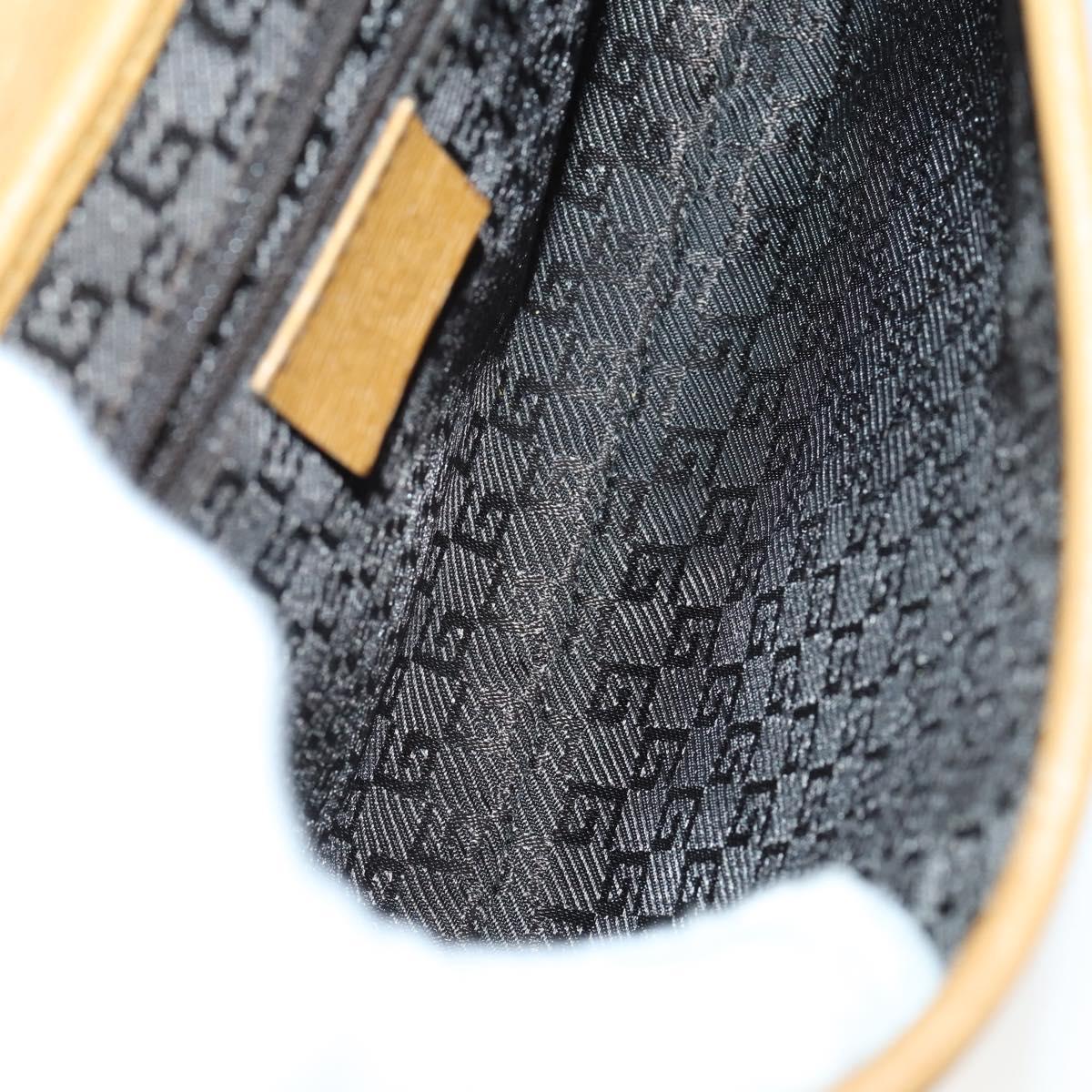 GUCCI GG Canvas Shoulder Bag Leather 3 Set Beige Dark Brown Auth 152612