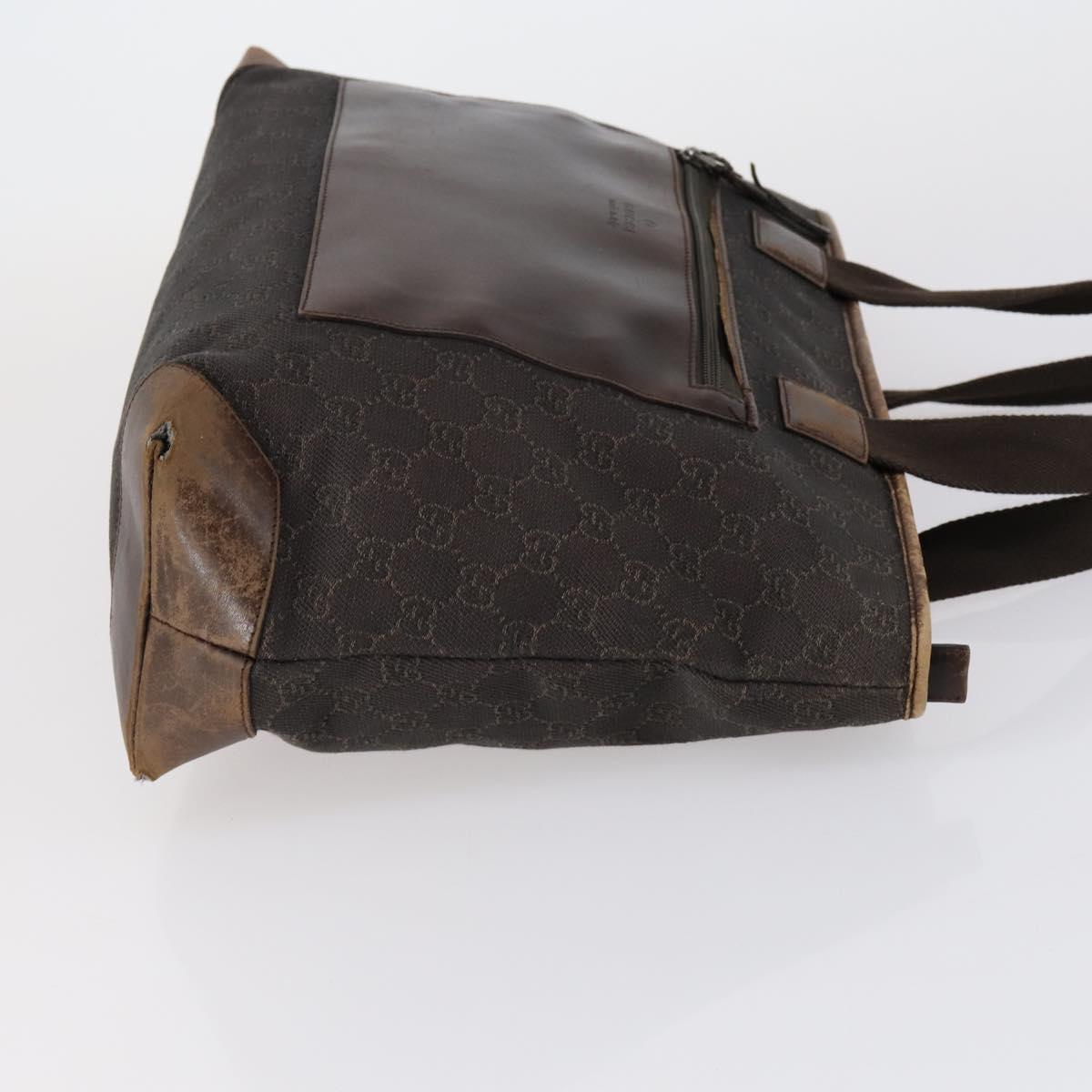 GUCCI GG Canvas Shoulder Bag Leather 3 Set Beige Dark Brown Auth 152612