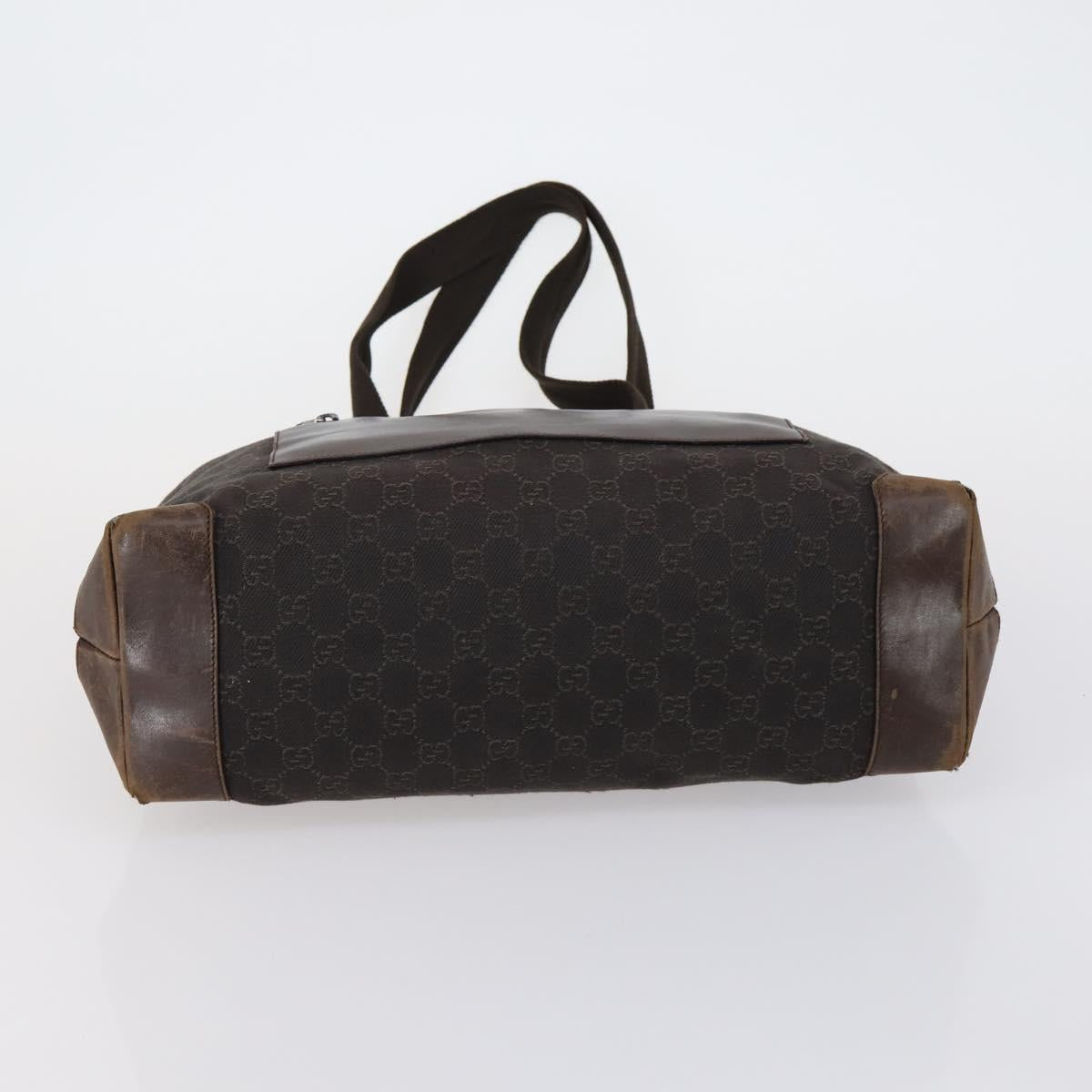 GUCCI GG Canvas Shoulder Bag Leather 3 Set Beige Dark Brown Auth 152612