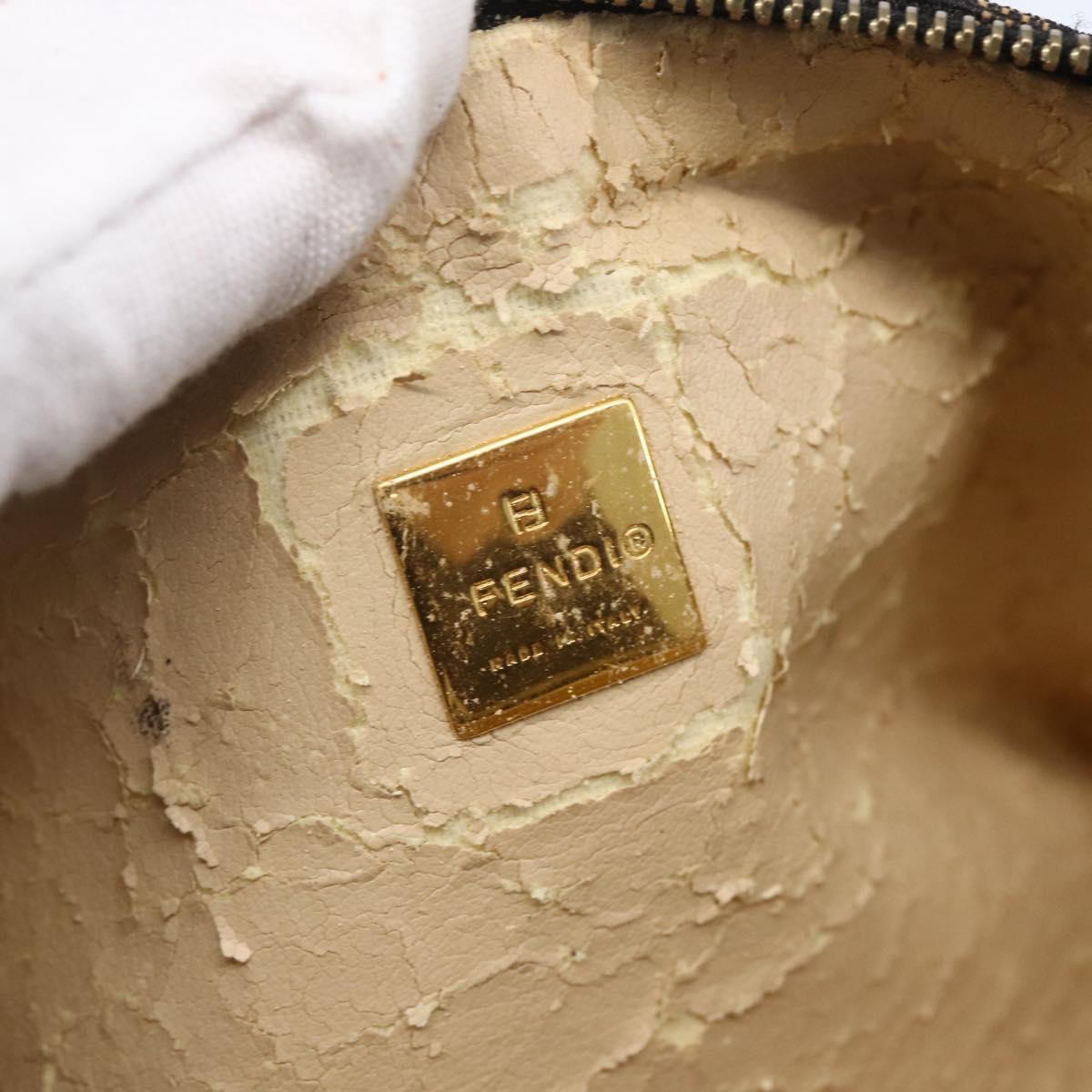 FENDI Zucca Canvas Pouch Black Brown Auth 152613