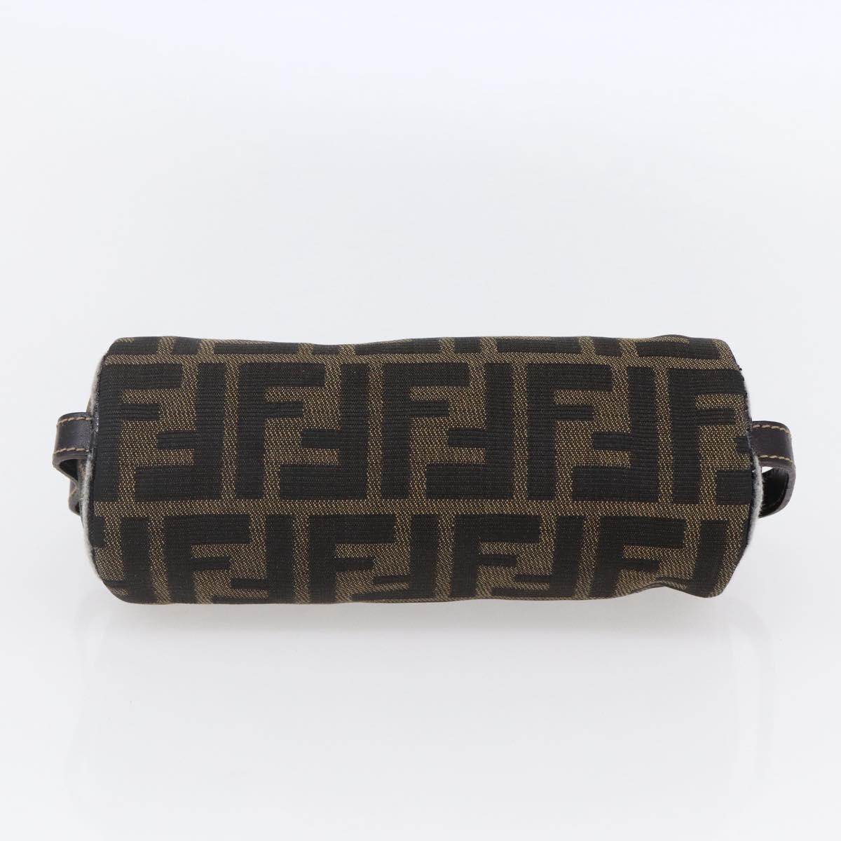 FENDI Zucca Canvas Pouch Black Brown Auth 152613