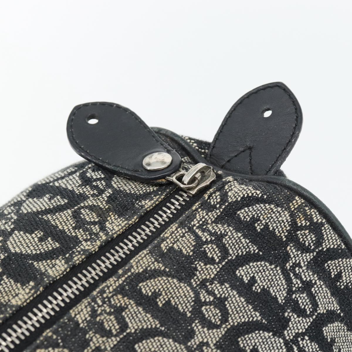 Christian Dior Trotter Canvas Mini Boston Bag Black Silver Auth 152631