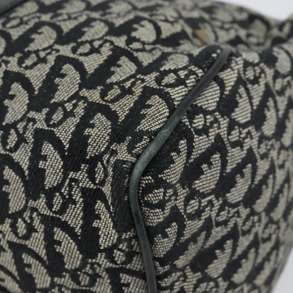 Christian Dior Trotter Canvas Mini Boston Bag Black Silver Auth 152631