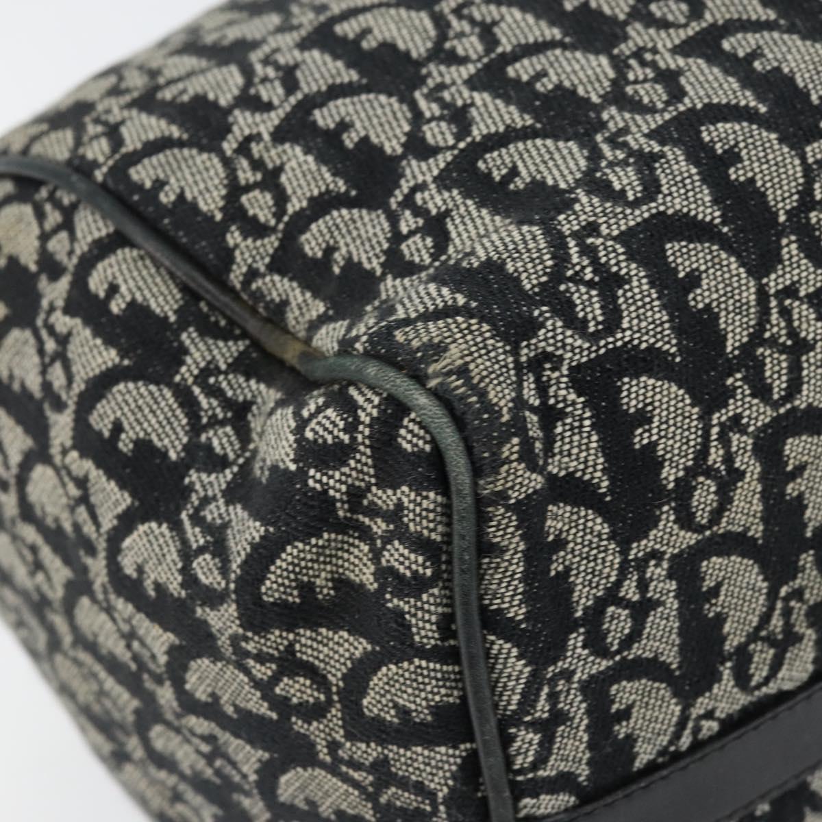 Christian Dior Trotter Canvas Mini Boston Bag Black Silver Auth 152631