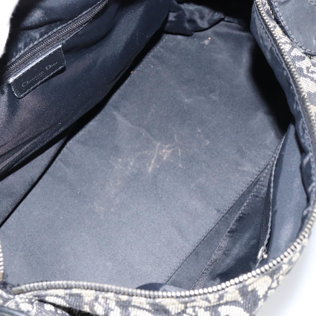 Christian Dior Trotter Canvas Mini Boston Bag Black Silver Auth 152631