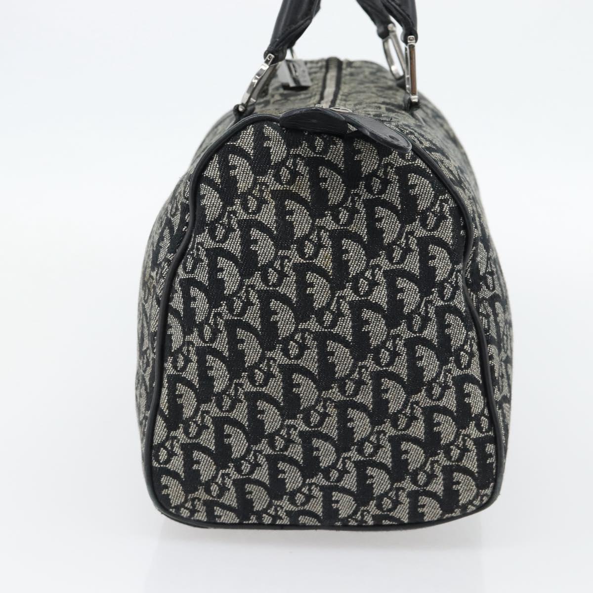 Christian Dior Trotter Canvas Mini Boston Bag Black Silver Auth 152631