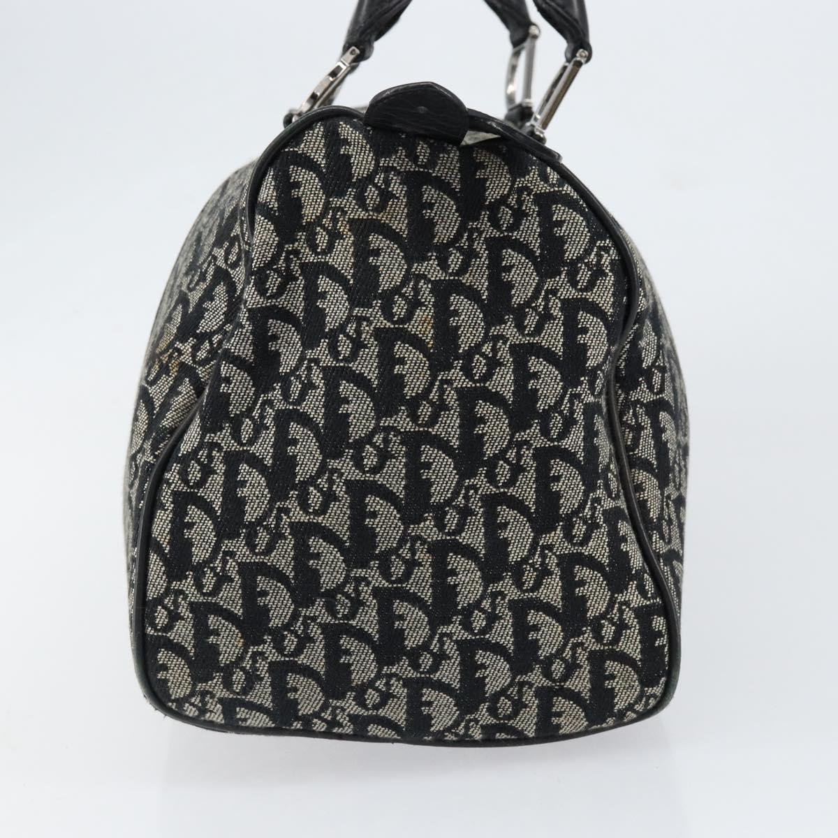 Christian Dior Trotter Canvas Mini Boston Bag Black Silver Auth 152631