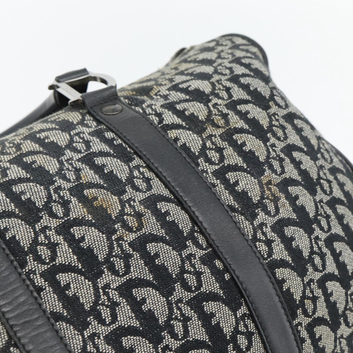 Christian Dior Trotter Canvas Mini Boston Bag Black Silver Auth 152631