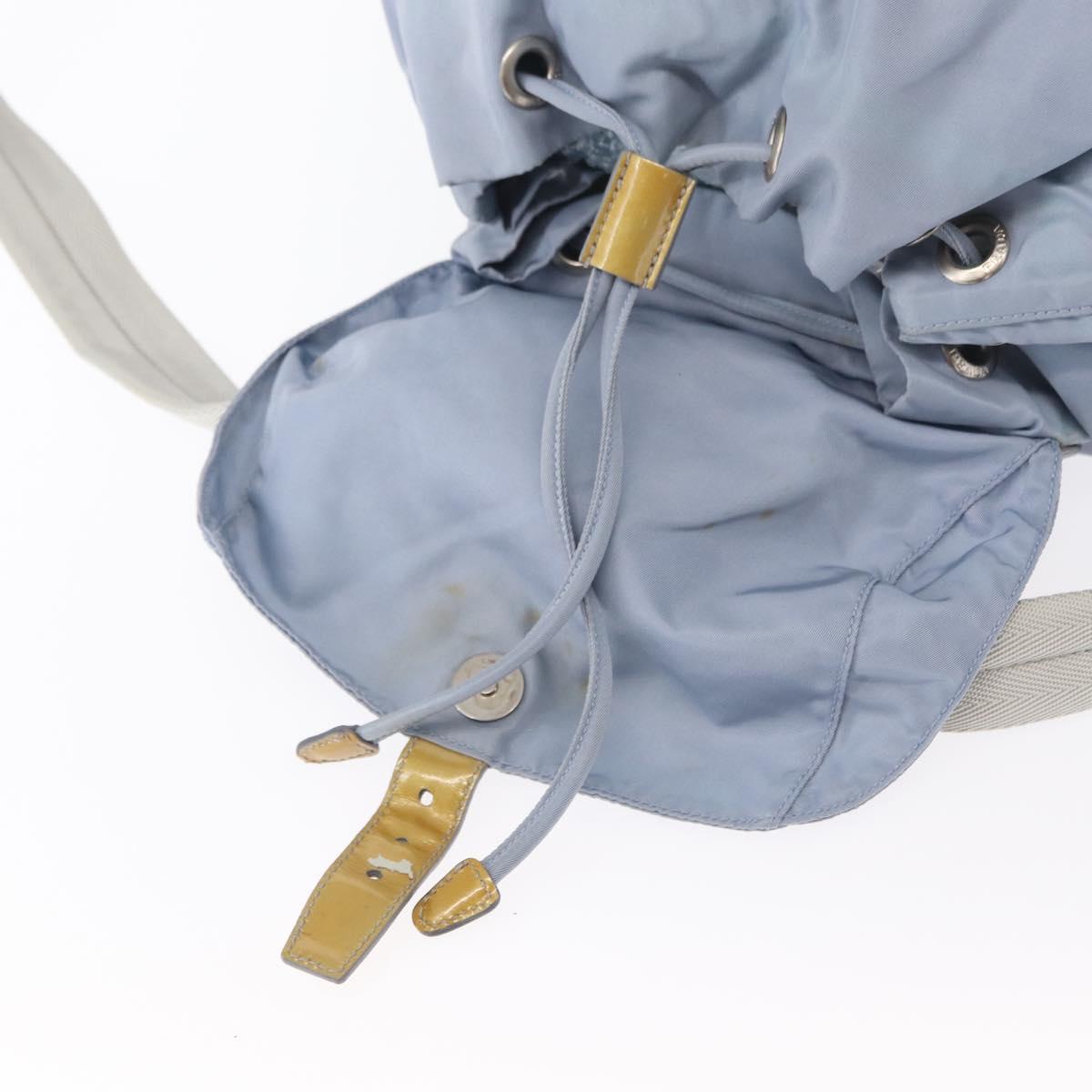 PRADA Backpack Nylon Light Blue Silver Auth 152634