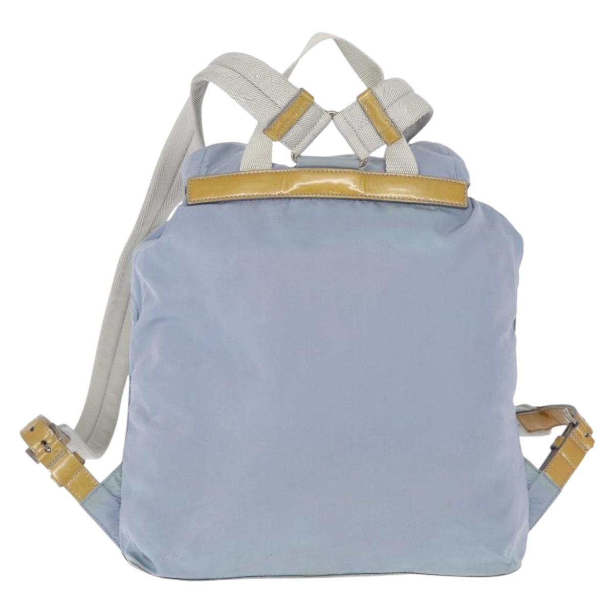 PRADA Backpack Nylon Light Blue Silver Auth 152634