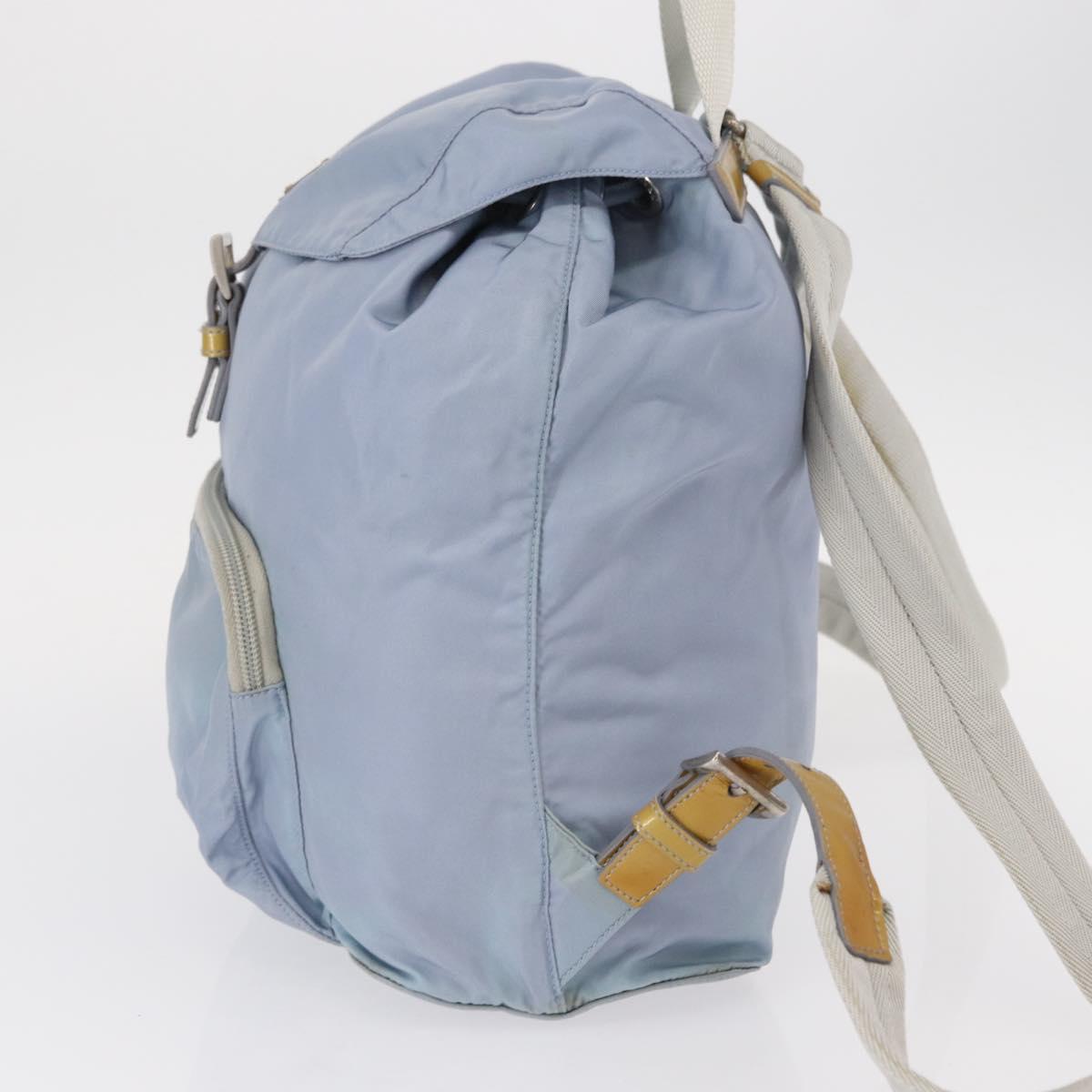 PRADA Backpack Nylon Light Blue Silver Auth 152634