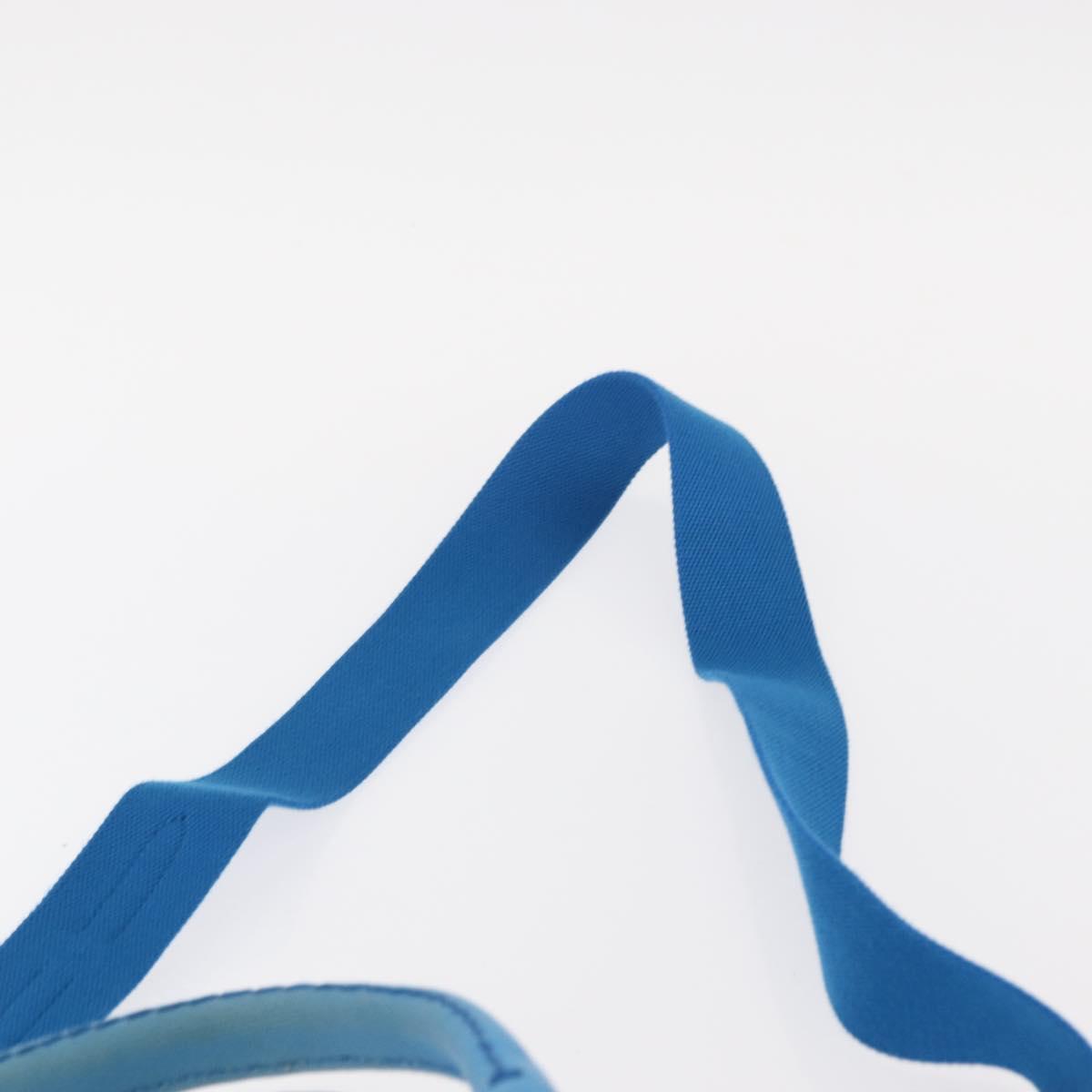 PRADA Canapa PM Hand Bag Canvas 2way Blue Silver Auth 152636