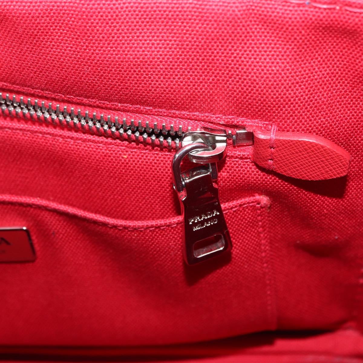 PRADA Canapa PM Hand Bag Canvas 2way Blue Silver Auth 152636