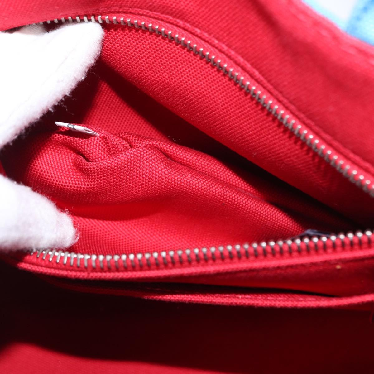 PRADA Canapa PM Hand Bag Canvas 2way Blue Silver Auth 152636