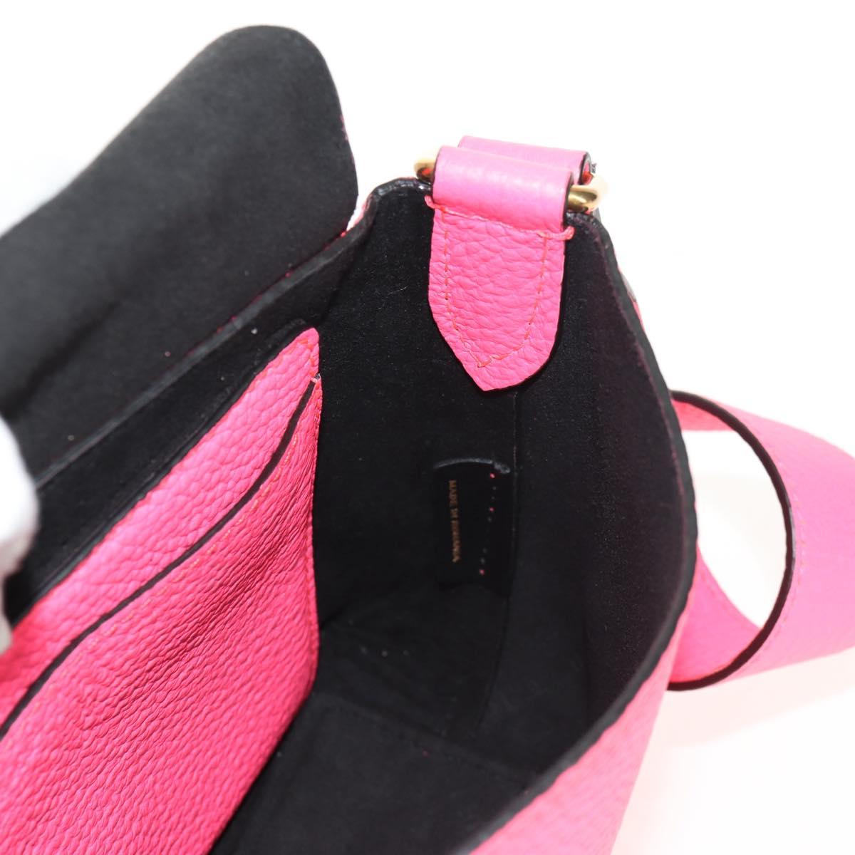 BURBERRY Shoulder Bag Leather Pink Gold Auth 152637A