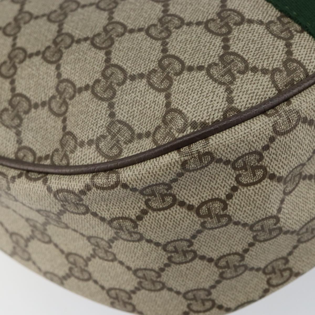 GUCCI GG Supreme Web Sherry Line Bag PVC Beige Gold Red 010 378 Auth 152639