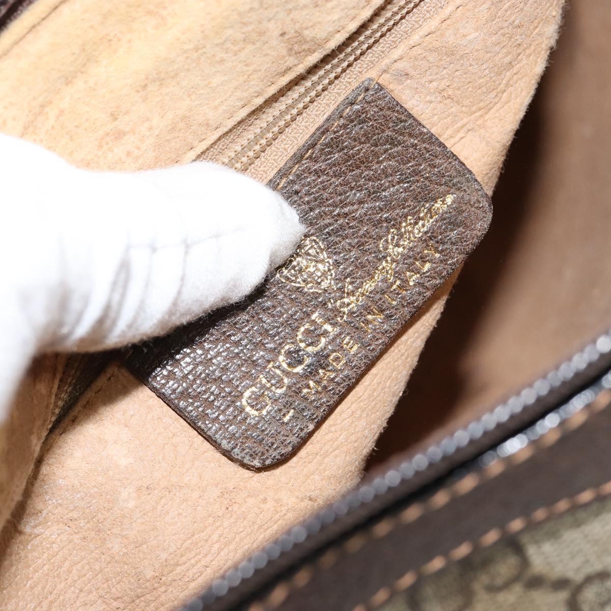 GUCCI GG Supreme Web Sherry Line Bag PVC Beige Gold Red 010 378 Auth 152639