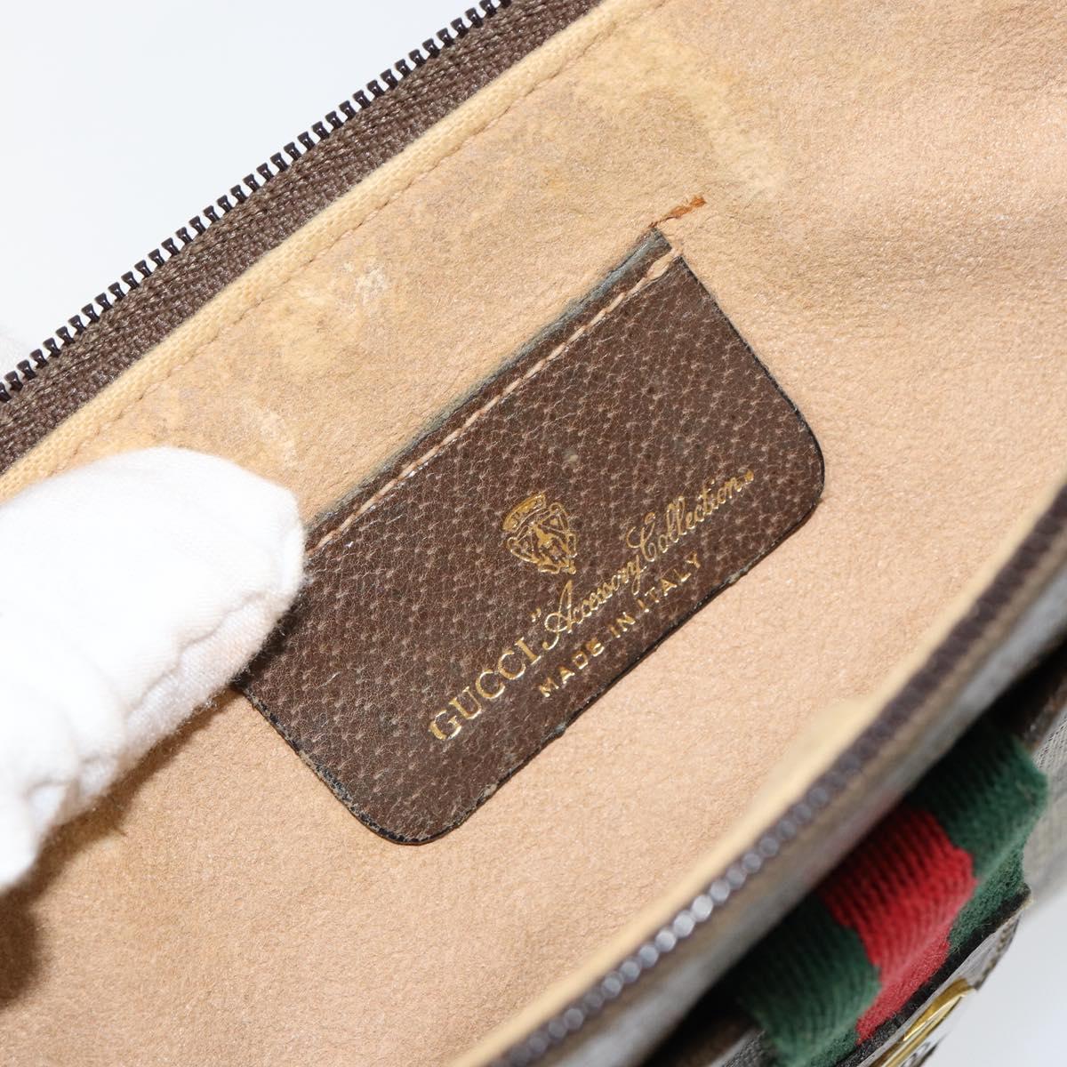 GUCCI GG Supreme Web Sherry Line Bag PVC Beige Gold Red 904 02 026 Auth 152644