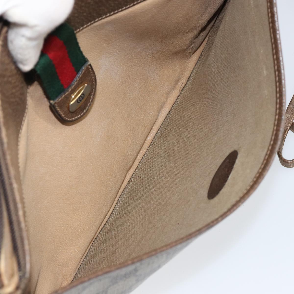 GUCCI GG Supreme Web Sherry Line Bag PVC Beige Gold Red 904 02 026 Auth 152644