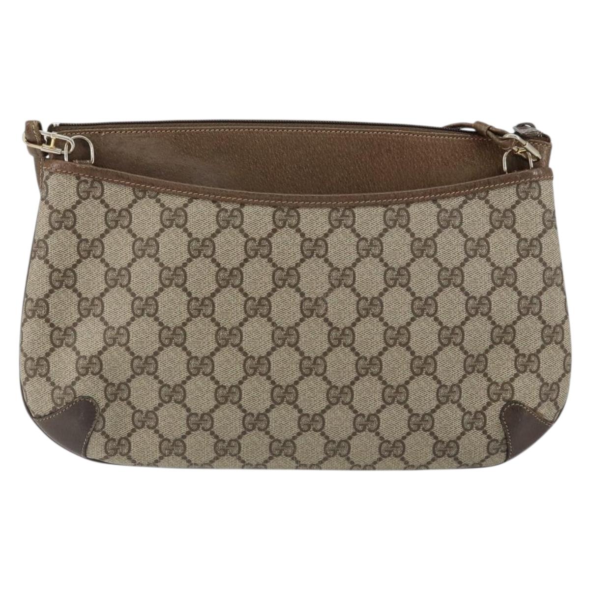 GUCCI GG Supreme Web Sherry Line Bag PVC Beige Gold Red 904 02 026 Auth 152644