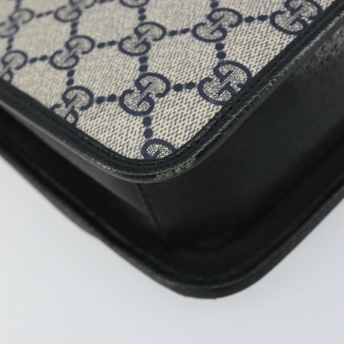 GUCCI GG Supreme Sherry Line Shoulder Bag PVC Navy Gold Red Auth 152645