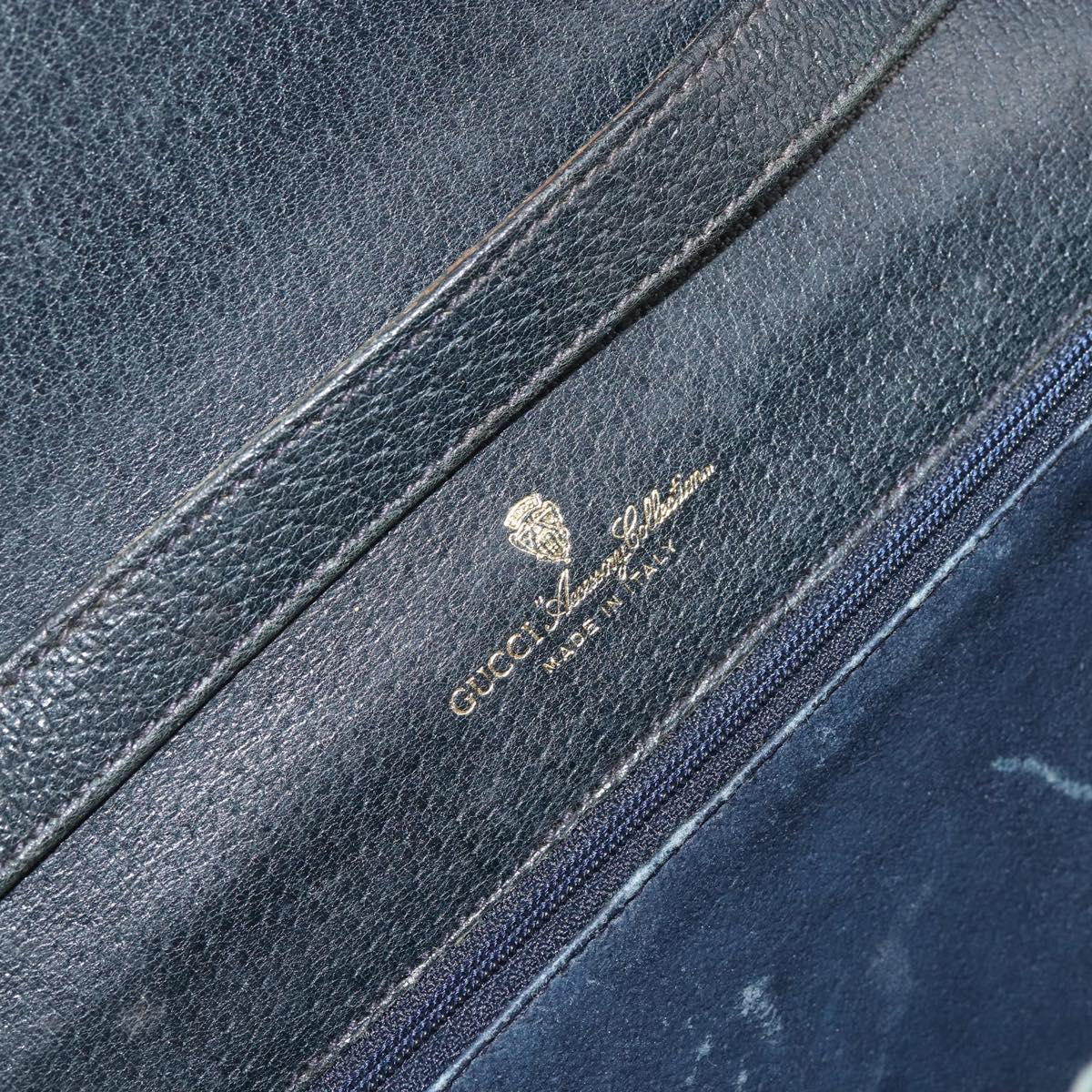 GUCCI GG Supreme Sherry Line Shoulder Bag PVC Navy Gold Red Auth 152645