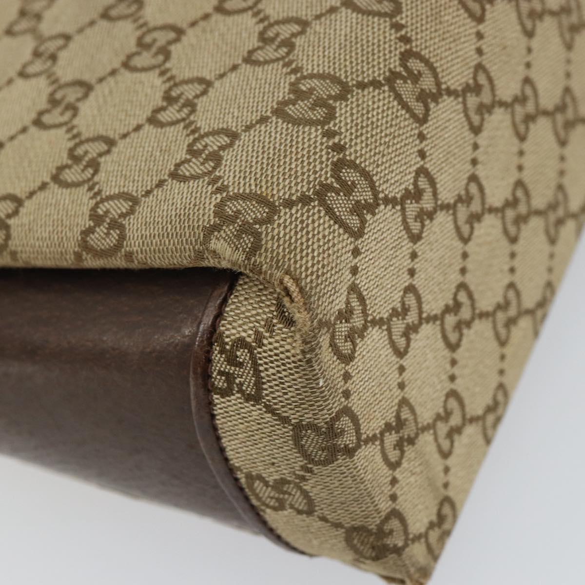 GUCCI GG Canvas Hand Bag Beige Gold Auth 152647