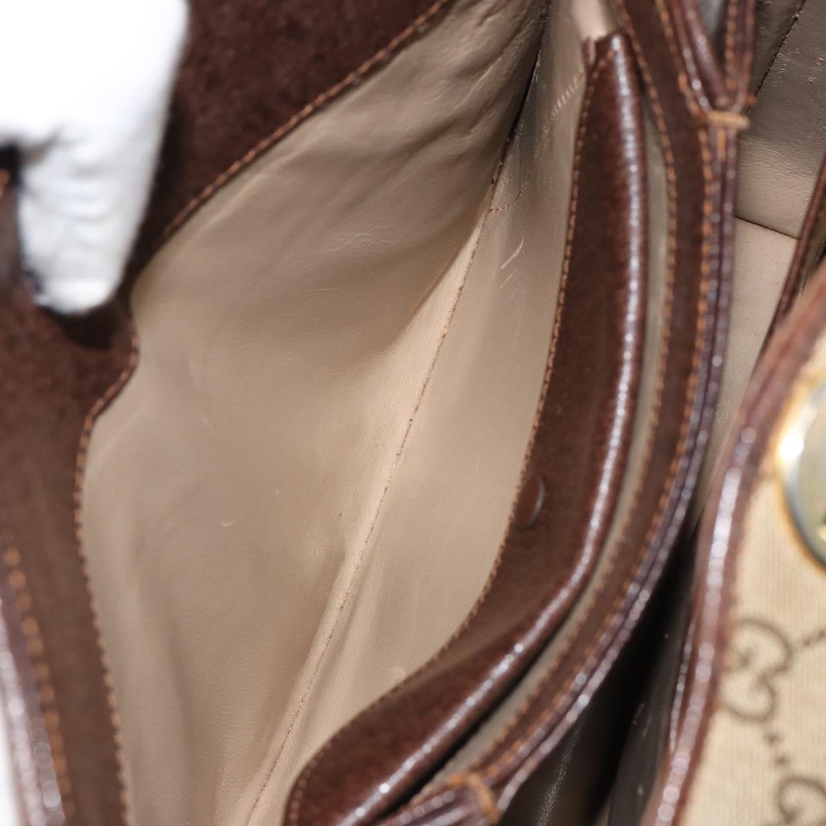 GUCCI GG Canvas Hand Bag Beige Gold Auth 152647