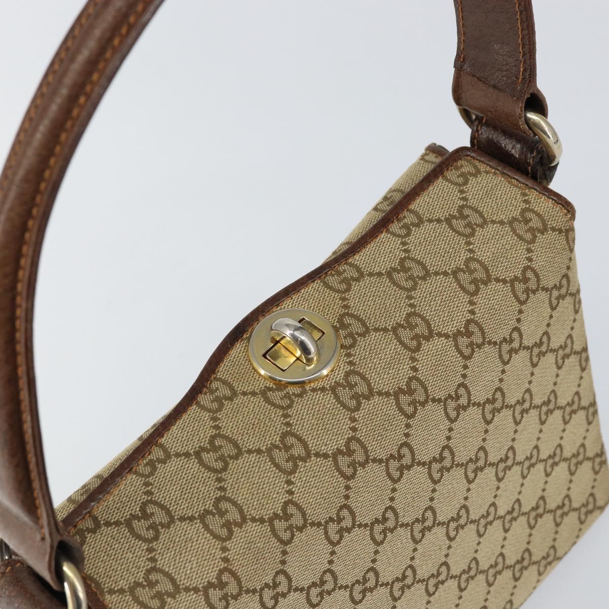 GUCCI GG Canvas Hand Bag Beige Gold Auth 152647