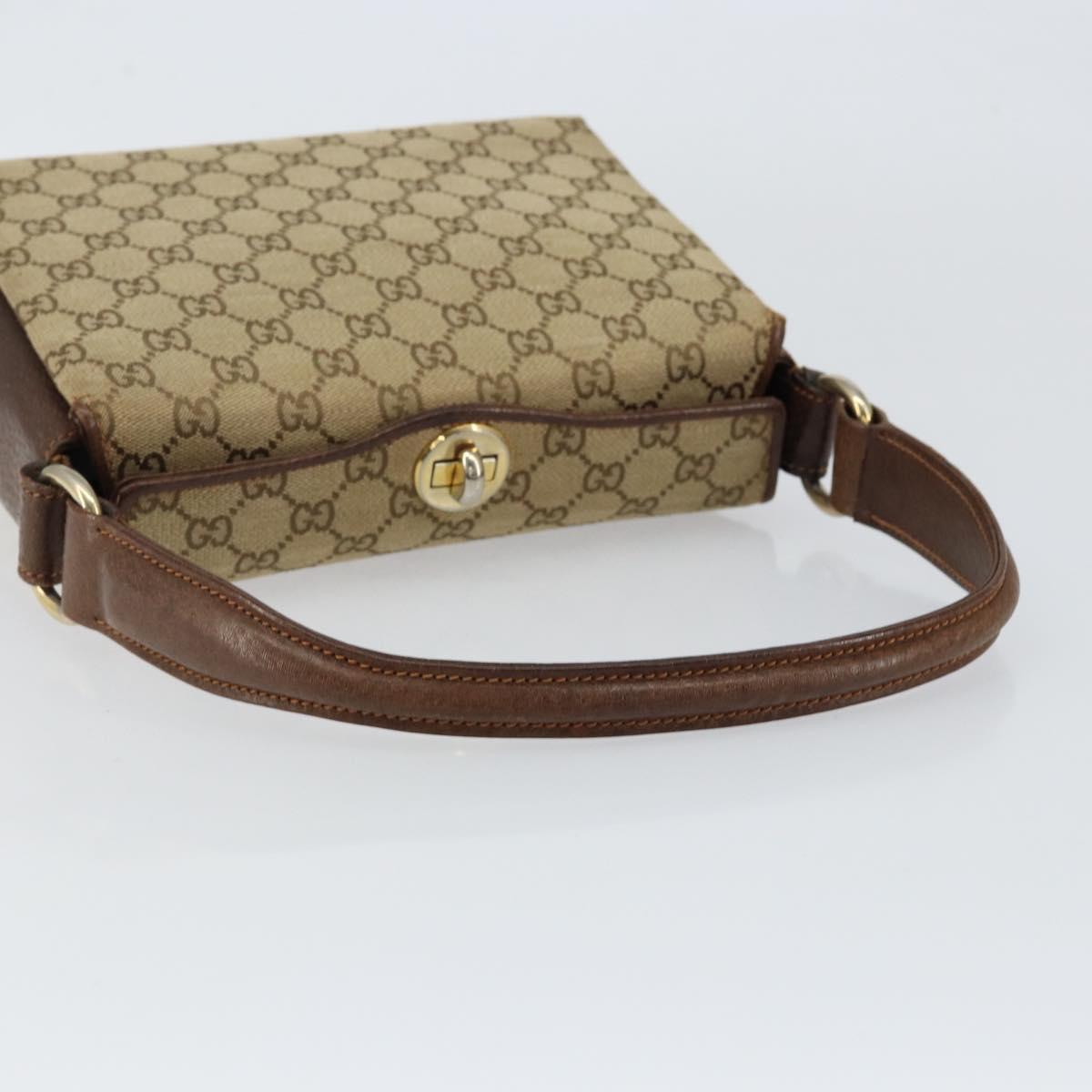 GUCCI GG Canvas Hand Bag Beige Gold Auth 152647