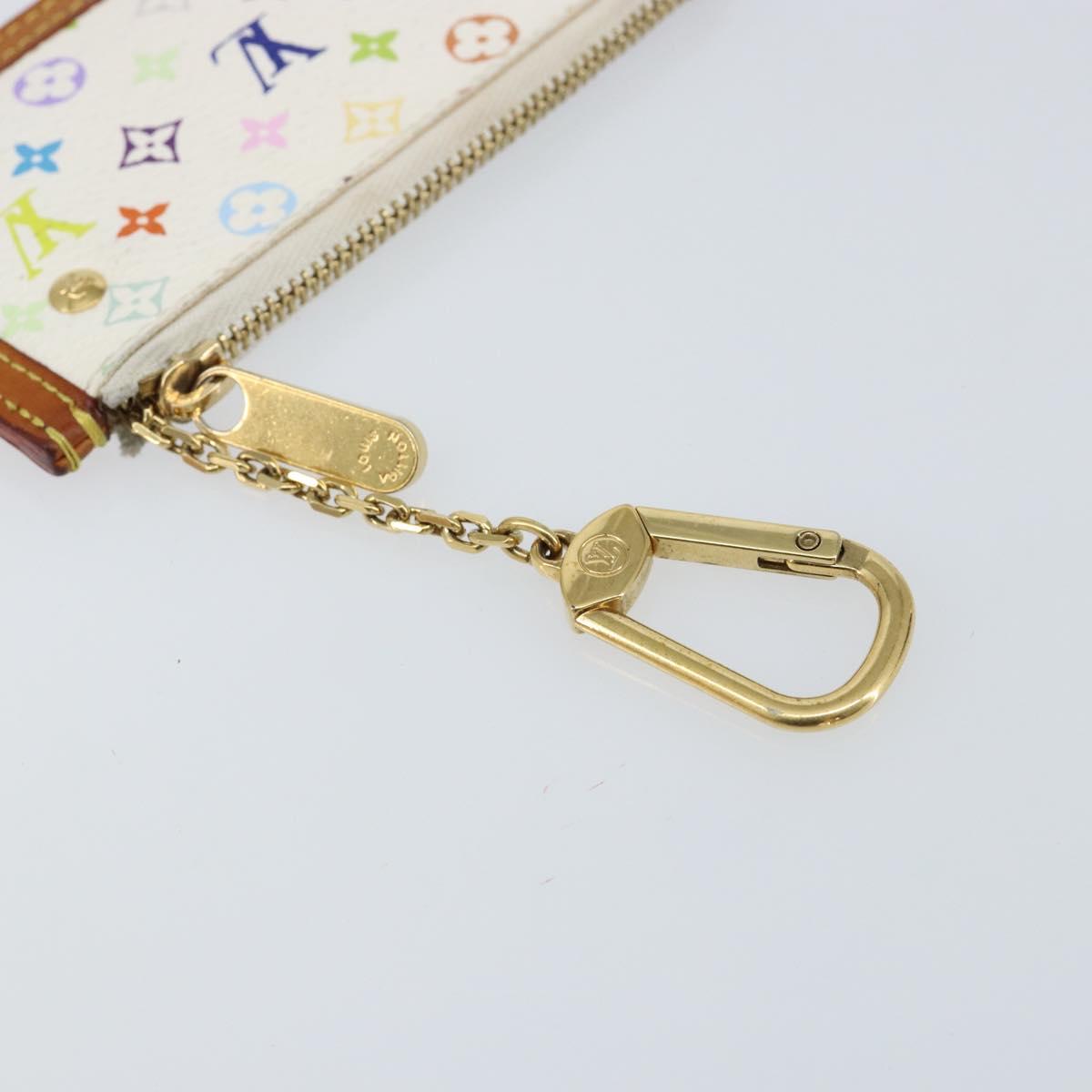 LOUIS VUITTON Monogram Multicolor Pochette Cles Purse White M92655 Auth 152662
