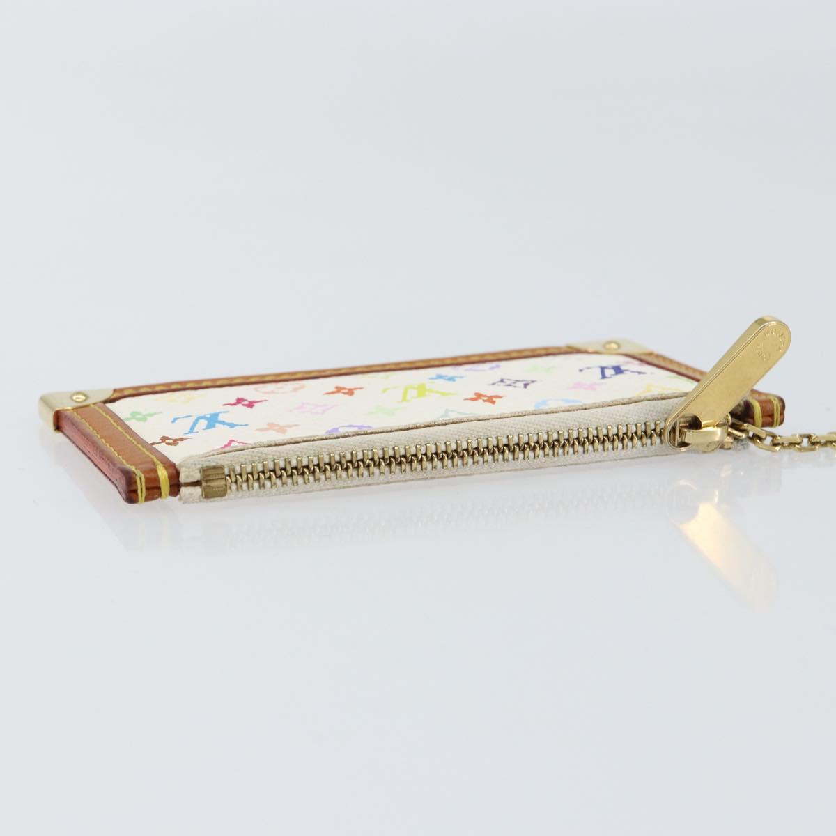 LOUIS VUITTON Monogram Multicolor Pochette Cles Purse White M92655 Auth 152662