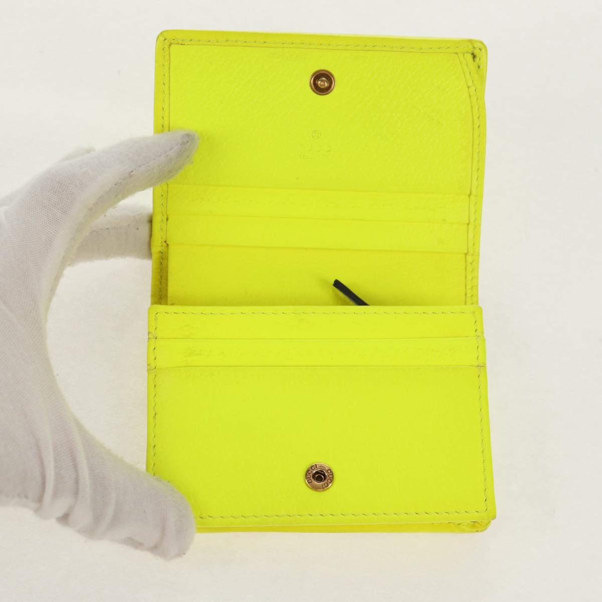 GUCCI Floral Bifold Wallet Leather Yellow 536353 Auth 152674A