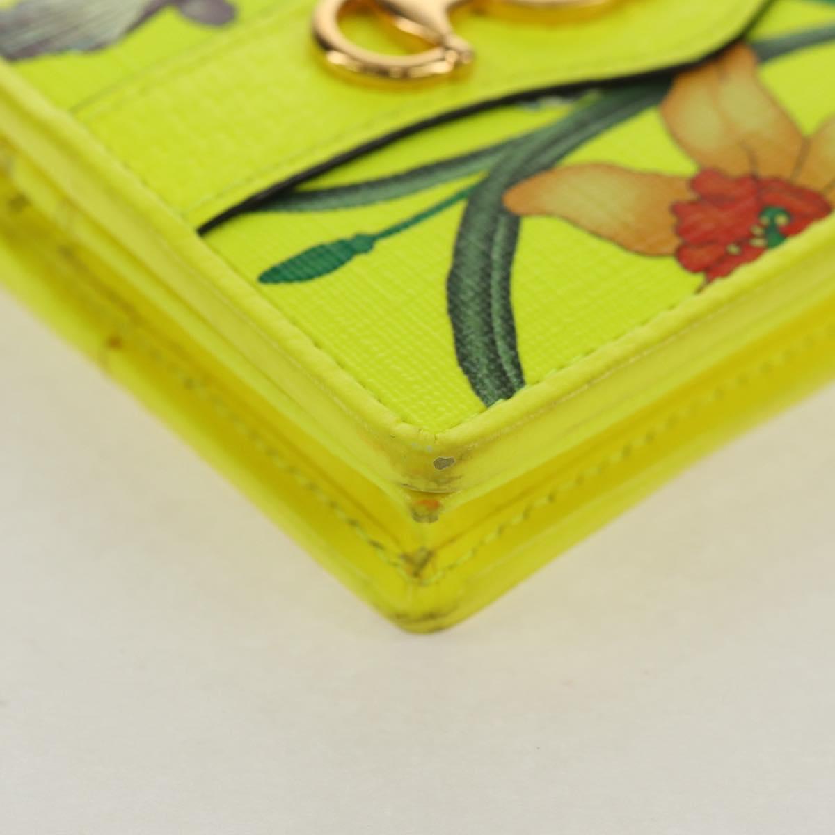 GUCCI Floral Bifold Wallet Leather Yellow 536353 Auth 152674A