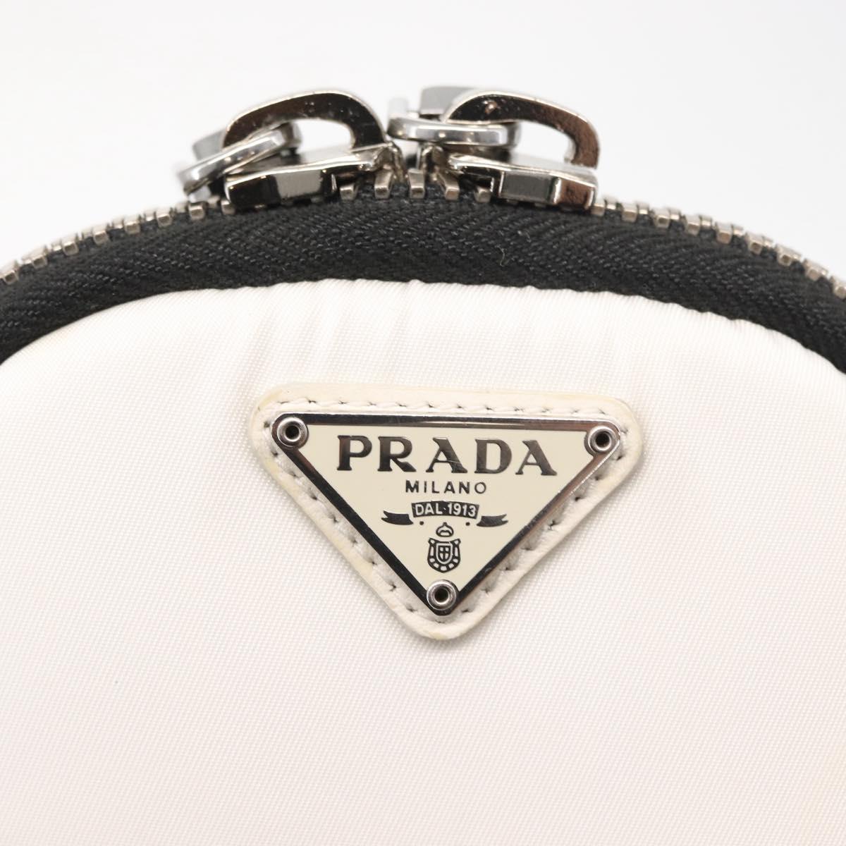 PRADA Shoulder Bag Nylon 2way White Silver Auth 152675V