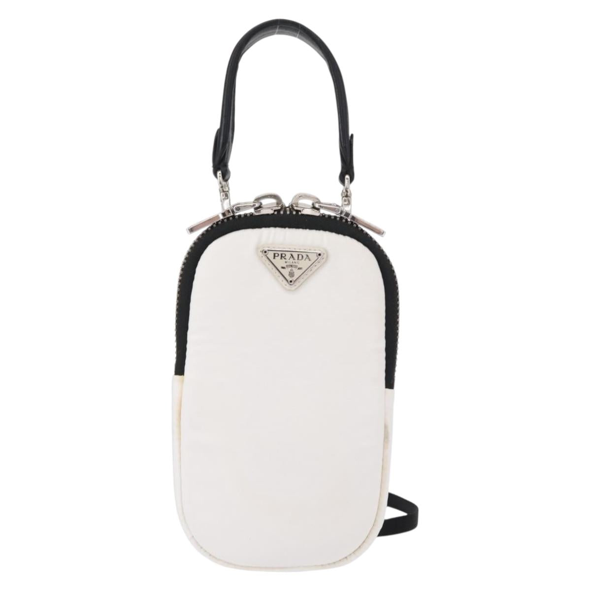 PRADA Shoulder Bag Nylon 2way White Silver Auth 152675V