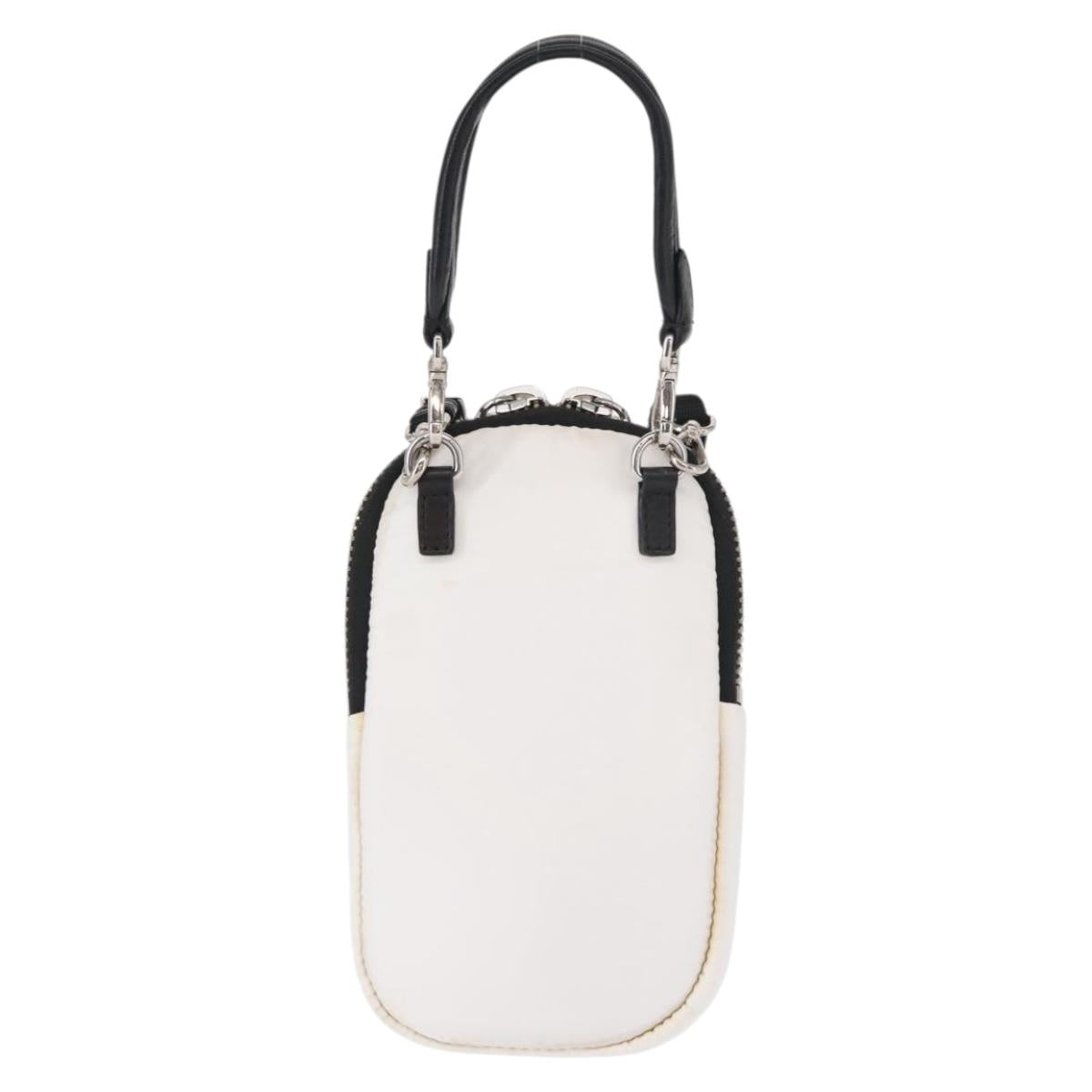 PRADA Shoulder Bag Nylon 2way White Silver Auth 152675V