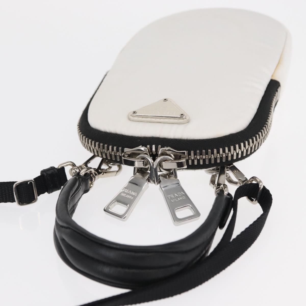 PRADA Shoulder Bag Nylon 2way White Silver Auth 152675V
