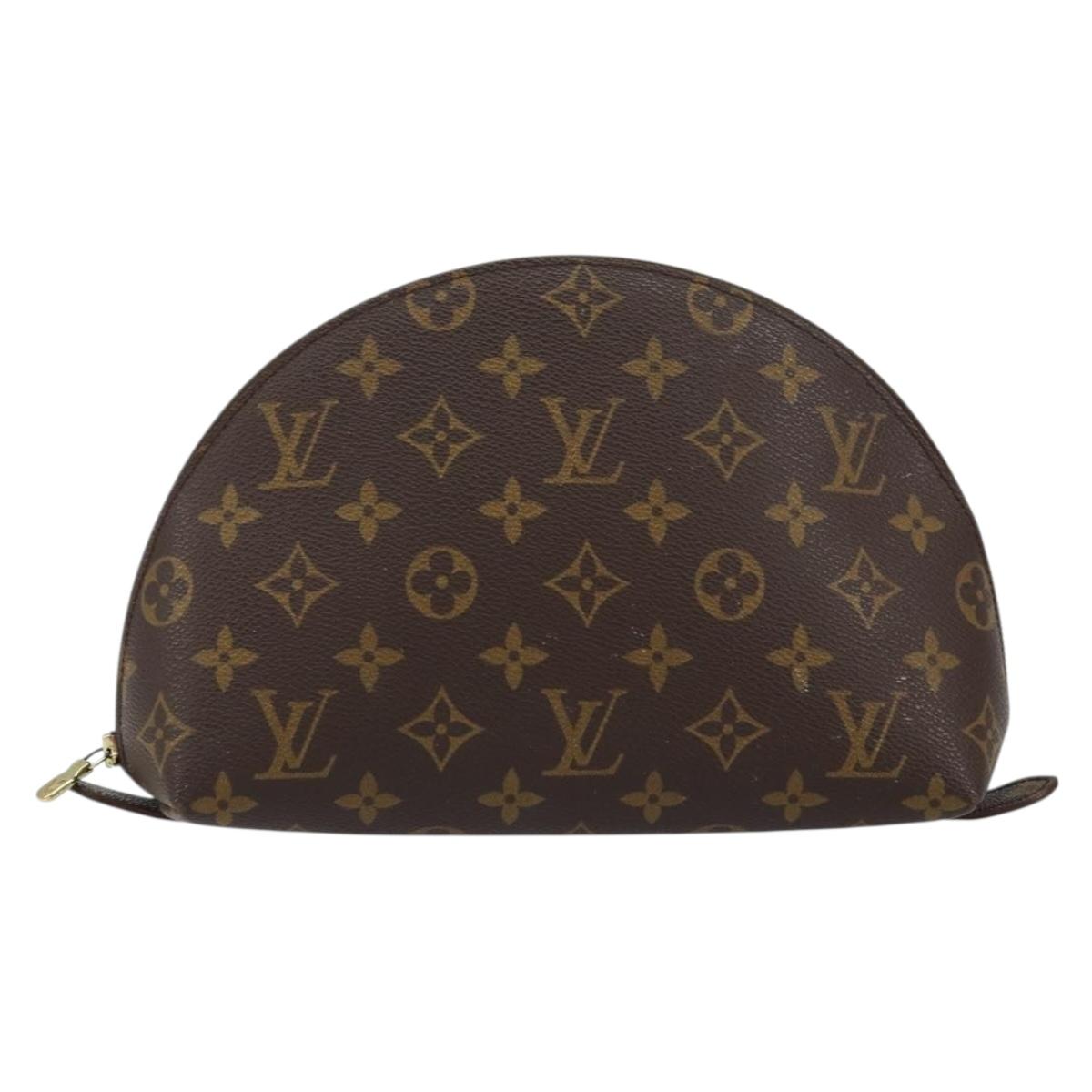 LOUIS VUITTON Monogram Trousse Demi Ronde Cosmetic Pouch M47520 LV Auth 152678