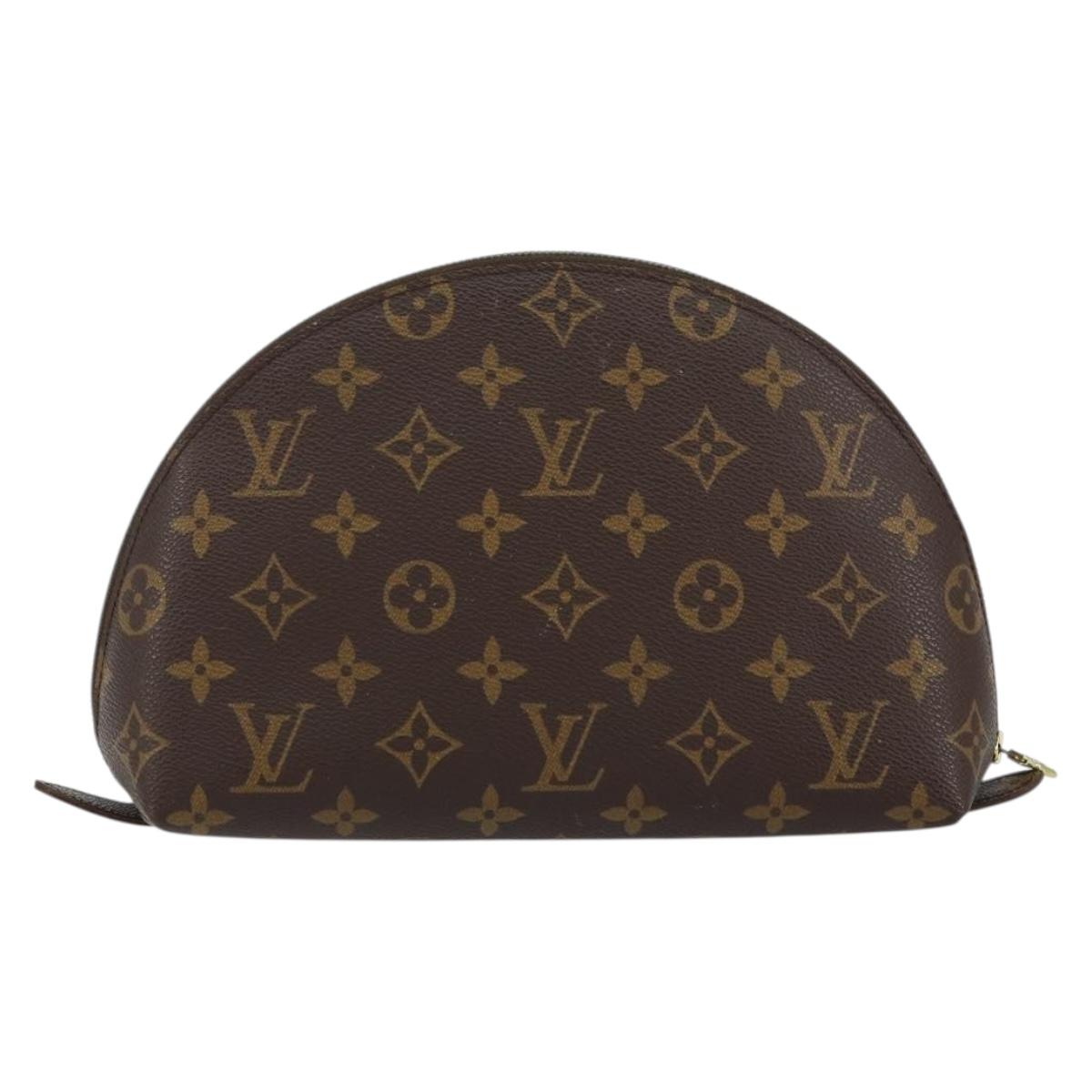 LOUIS VUITTON Monogram Trousse Demi Ronde Cosmetic Pouch M47520 LV Auth 152678
