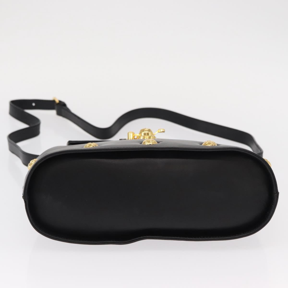 Salvatore Ferragamo Hand Bag Leather 2way Black Gold Auth 152685