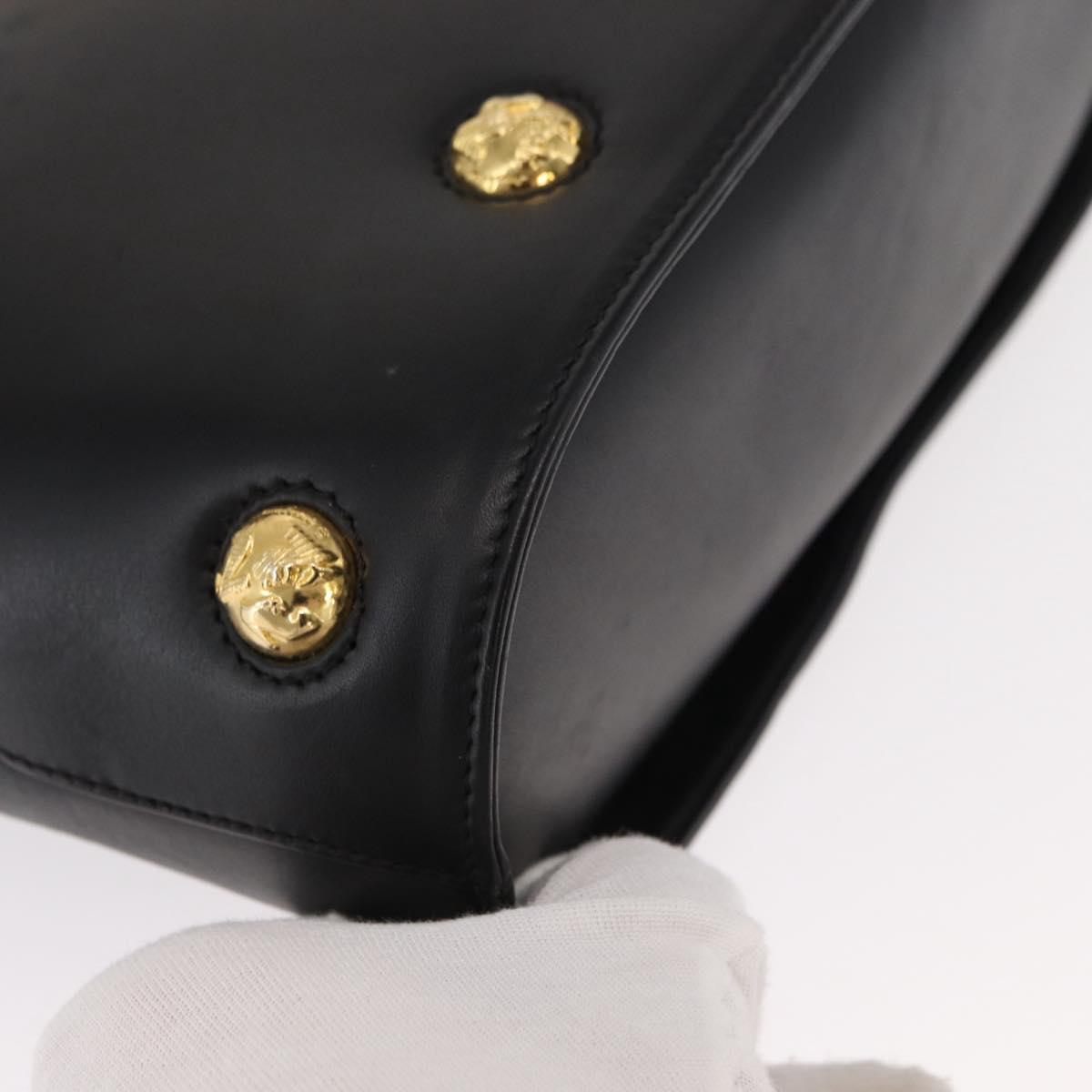 Salvatore Ferragamo Hand Bag Leather 2way Black Gold Auth 152685