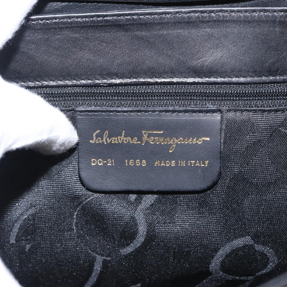 Salvatore Ferragamo Hand Bag Leather 2way Black Gold Auth 152685