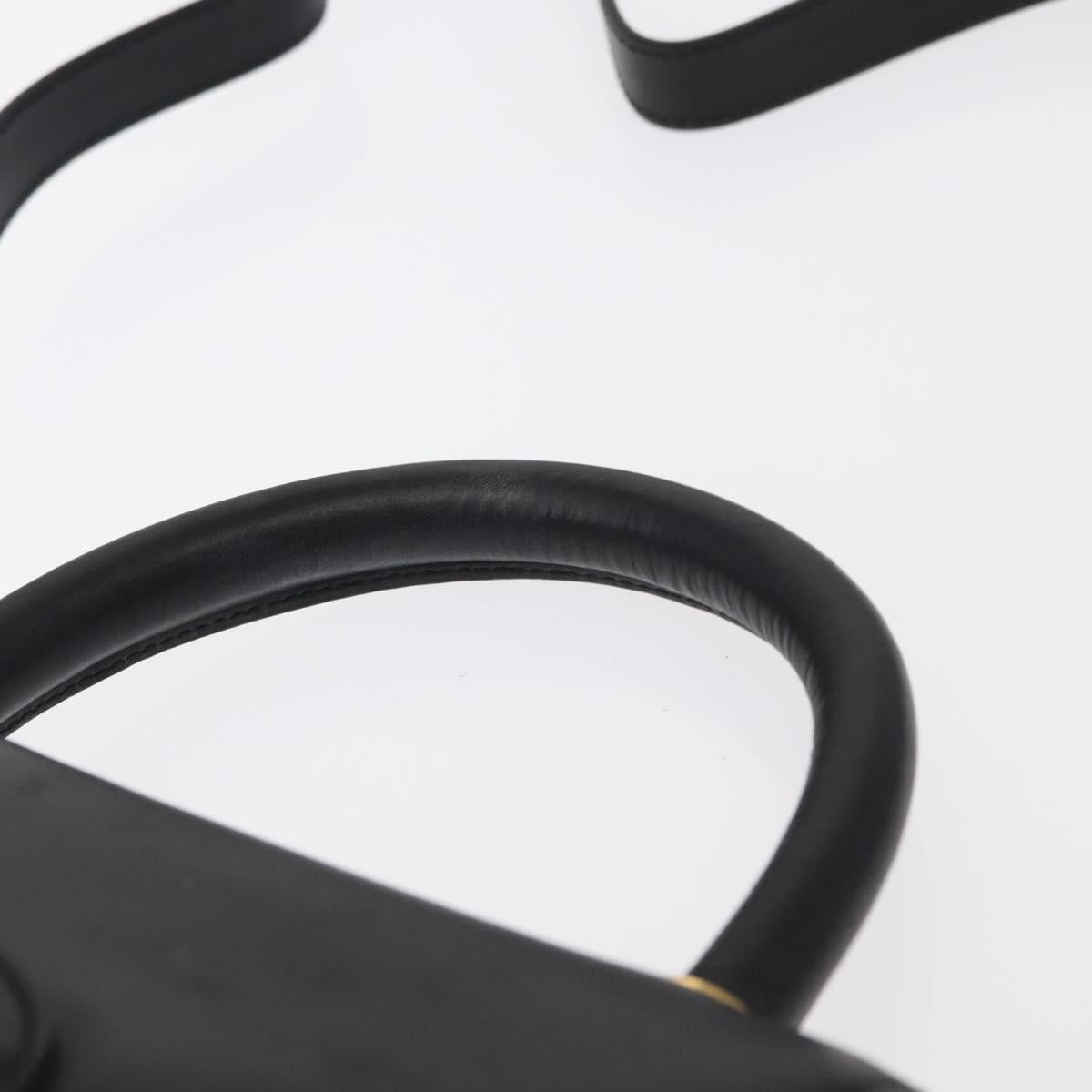 Salvatore Ferragamo Hand Bag Leather 2way Black Gold Auth 152685