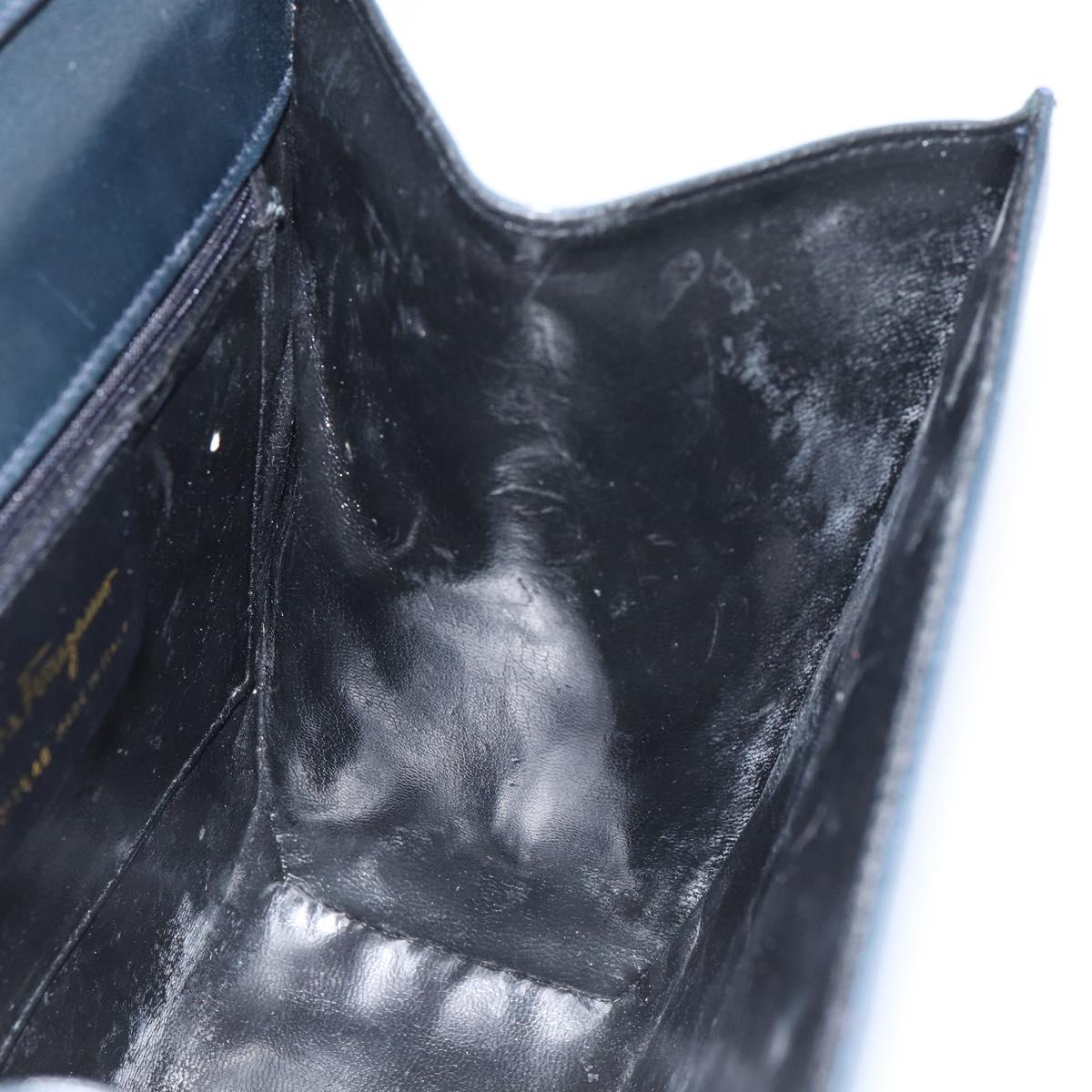 Salvatore Ferragamo Shoulder Bag Leather Black Gold Auth 152686