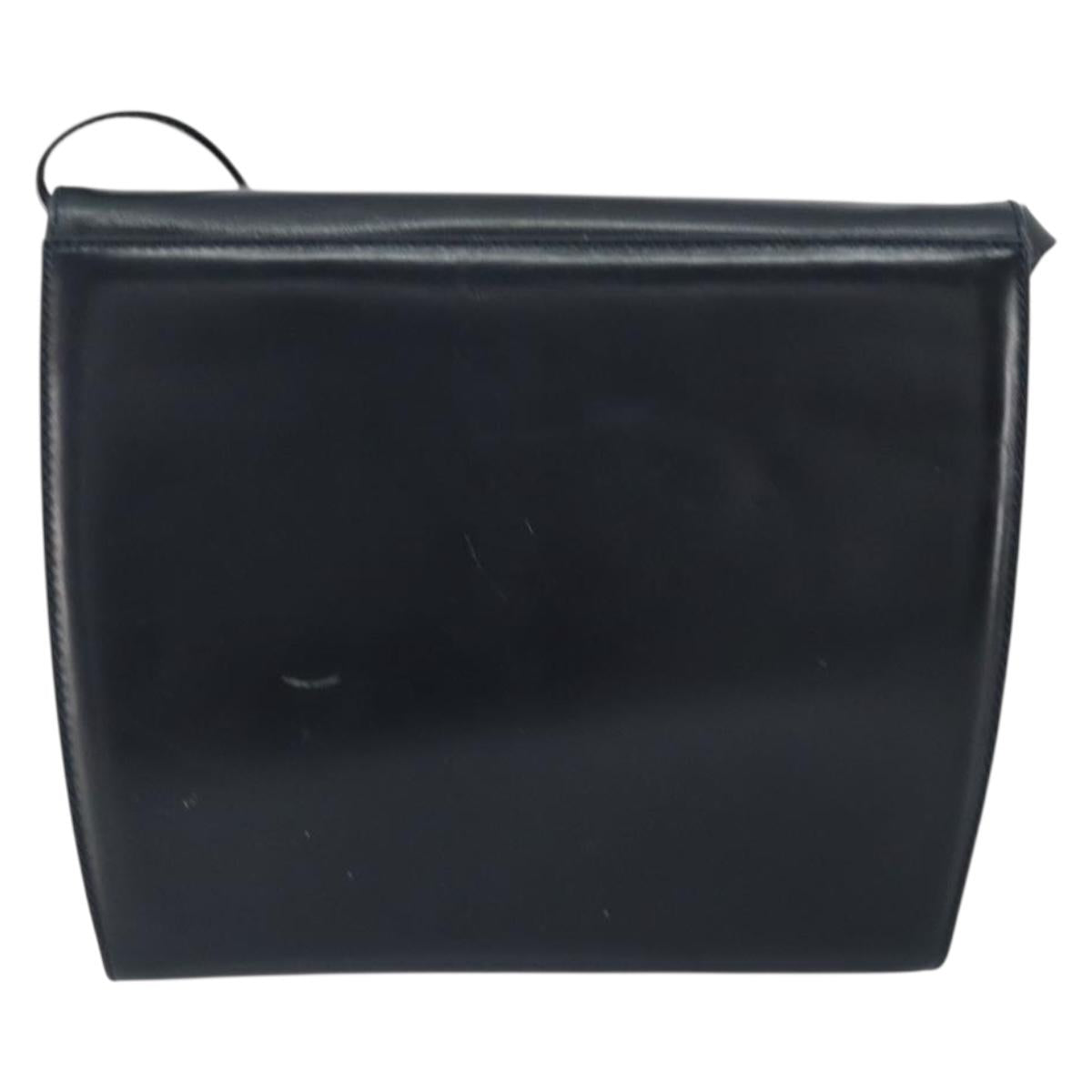 Salvatore Ferragamo Shoulder Bag Leather Black Gold Auth 152686