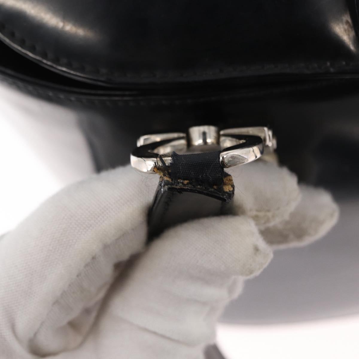 Salvatore Ferragamo Hand Bag Leather 2way Black Silver Auth 152687