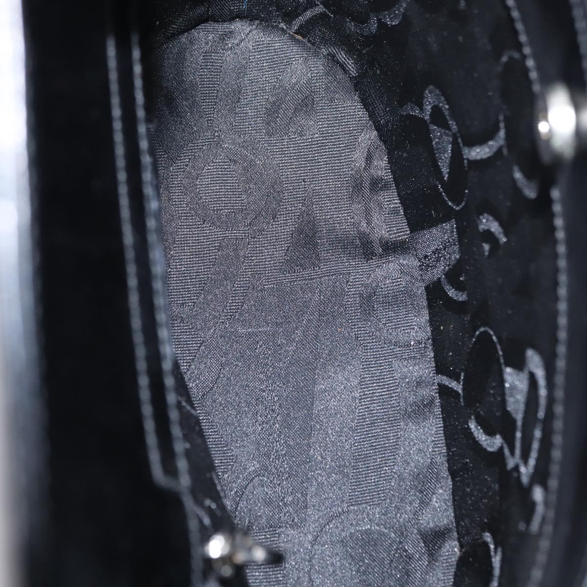 Salvatore Ferragamo Hand Bag Leather 2way Black Silver Auth 152687