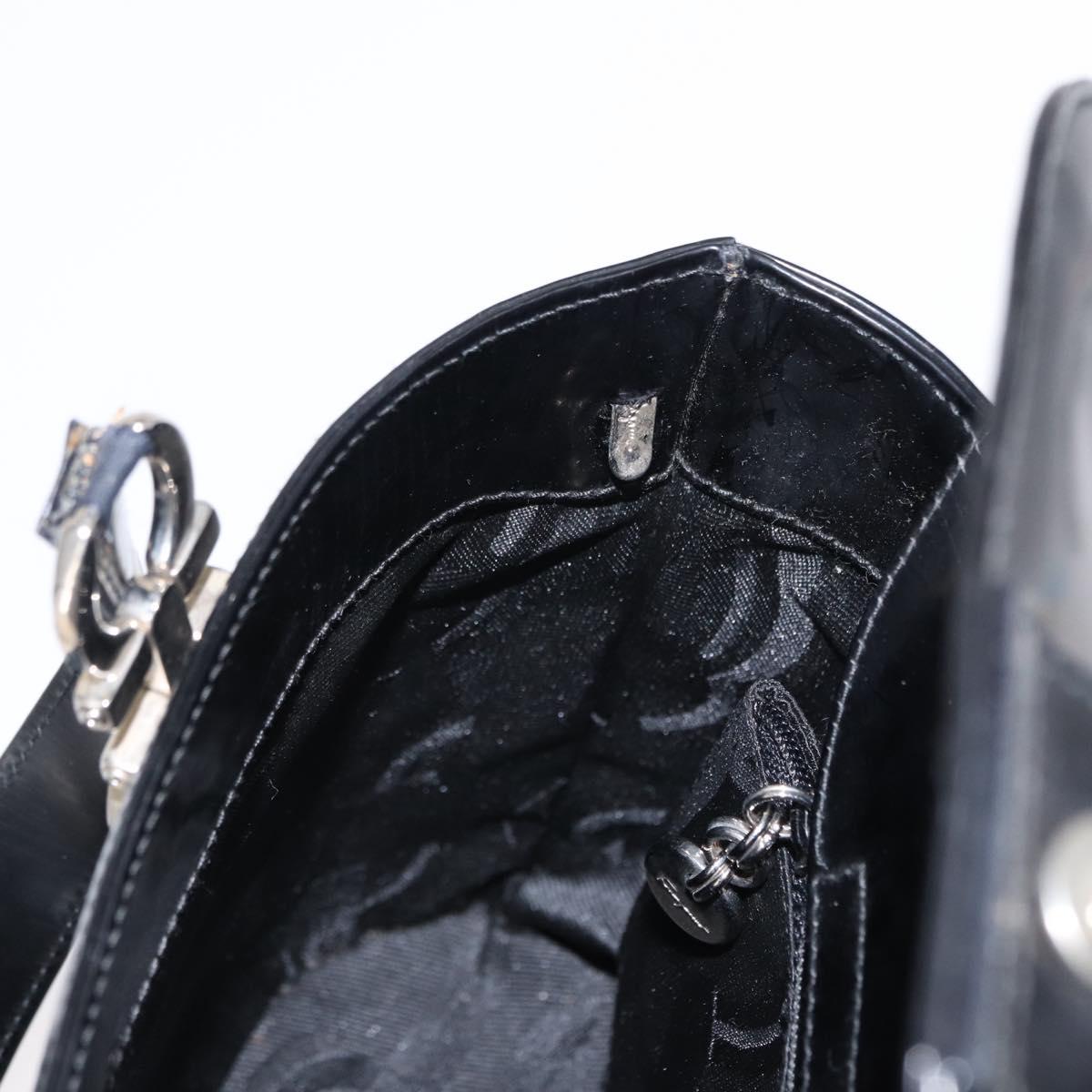 Salvatore Ferragamo Hand Bag Leather 2way Black Silver Auth 152687